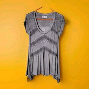 Knox Rose Top Xs Scoop Neck Crochet Tunic Gray Bohemian